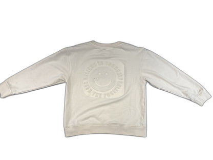 Cat Jack Smiley Face Sweatshirt Kids S (6/7) Beige Long Sleeve Crewneck