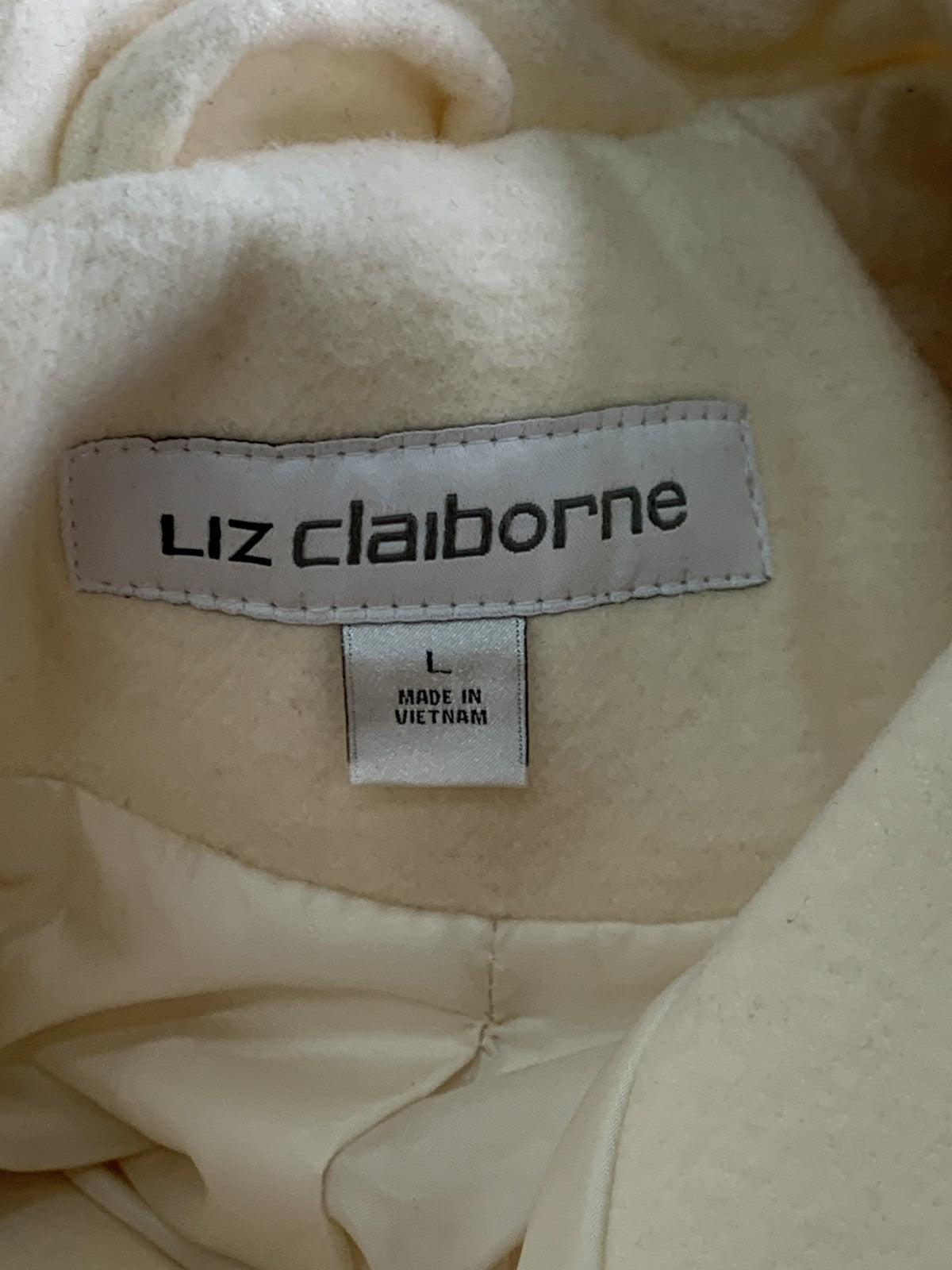 Liz Claiborne Coat Womens Large Wool Blend Button Front Winter Jacket Black NWT