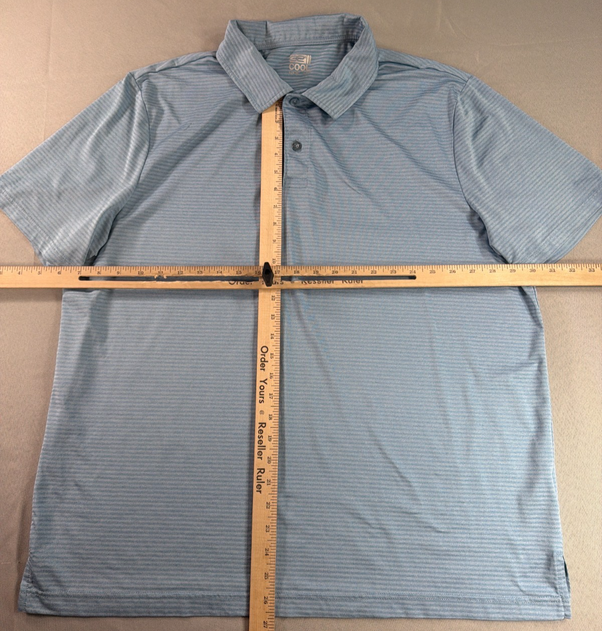 32 Degrees Cool Polo Shirt Mens XXL Blue Striped Stretch Performance Golf Tee