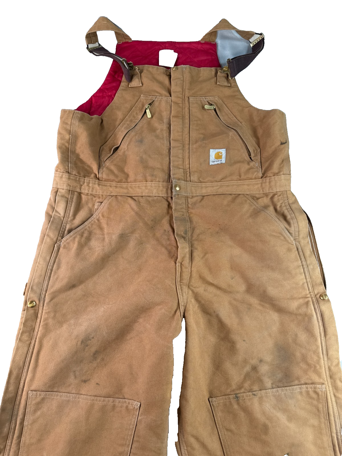 Carhartt R38 BRN Brown Duck Bib Overalls Quilt Lined USA Workwear 40x32