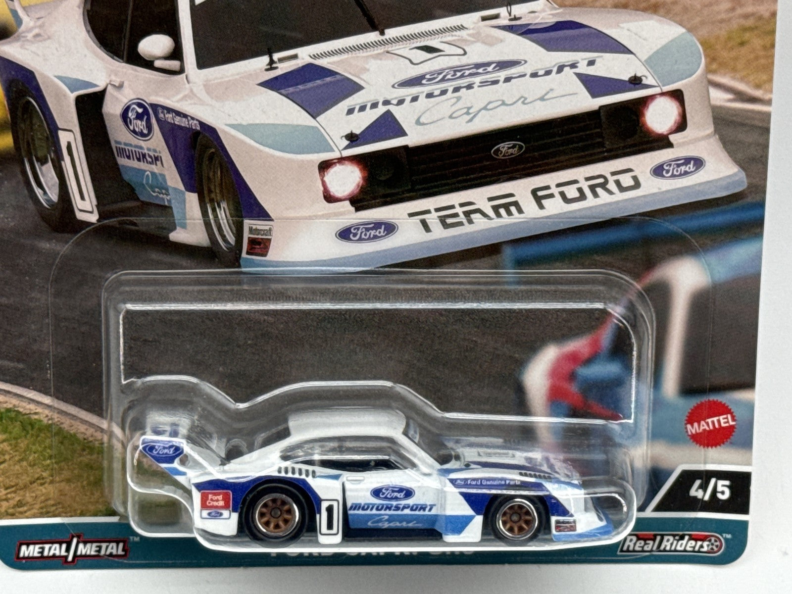 Hot Wheels Premium Ford Capri Race Day Diecast Car 1:64 Scale Real Riders Metal