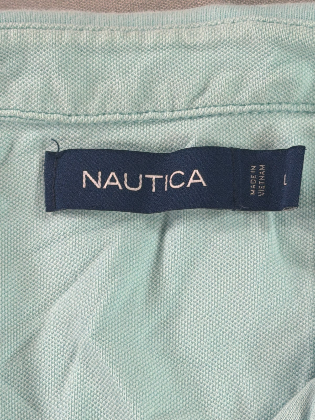 Nautica Performance Deck Shirt Polo Mens Large Mint Green Classic Fit Outdoor