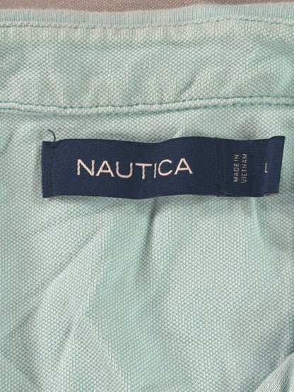 Nautica Performance Deck Shirt Polo Mens Large Mint Green Classic Fit Outdoor