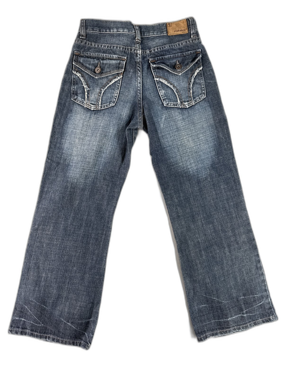 FLY PAPER Jeans Womens 6 Blue 100% Cotton Relaxed Fit Wide Leg Denim Solid