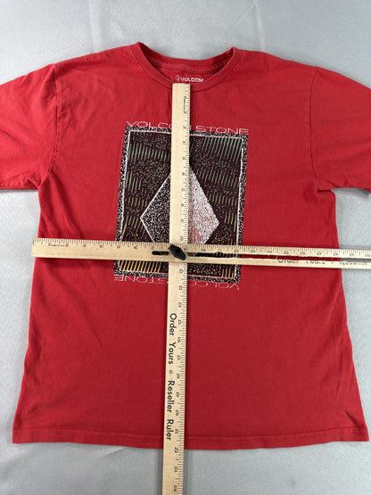 Volcom Stone Graphic Tee US M US Red 100% Cotton Crewneck Short Sleeve Skater