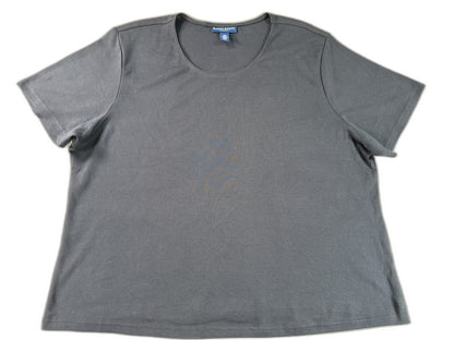 KAREN SCOTT Tee Womens 2X Gray Crew Neck Short Sleeve 100% COTTON Regular Fit
