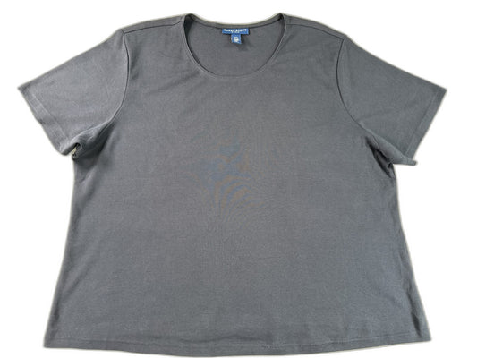 KAREN SCOTT Tee Womens 2X Gray Crew Neck Short Sleeve 100% COTTON Regular Fit
