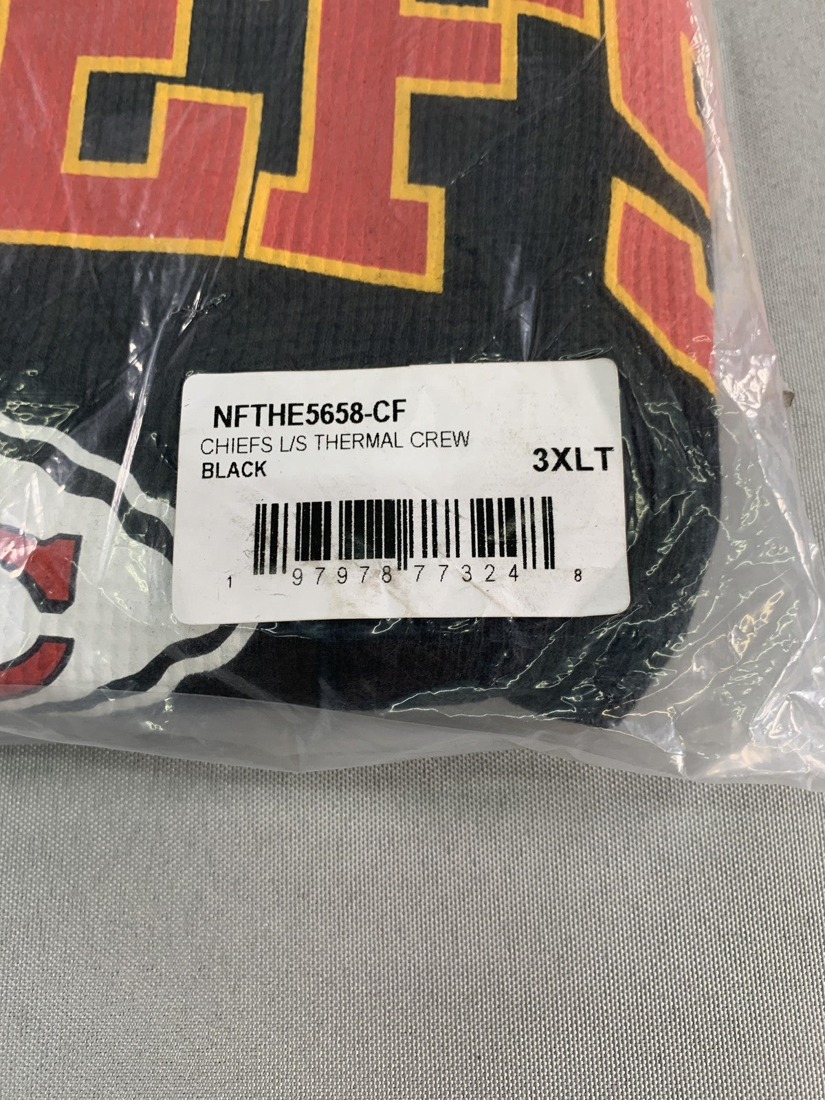 Kansas City Chiefs Shirt Mens 3XLT Black NFL Football Long Sleeve Thermal Crew