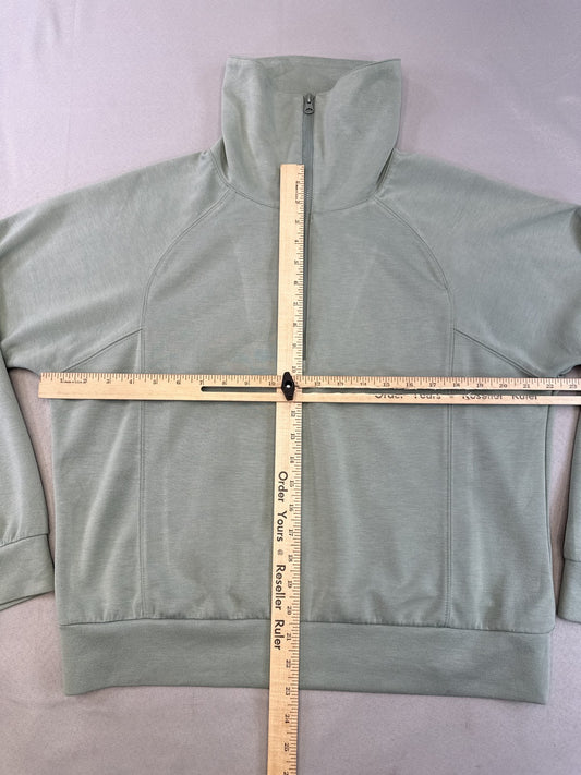 ANRABESS Half Zip Sweatshirt M Mint Green Long Sleeve Relaxed Fit Fleece