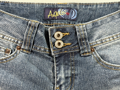 Angels Jeans Womens 5 Short Blue Flare Bootcut Stretch Low Rise Denim Pants