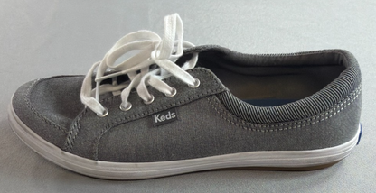 Keds Center III Women 6.5 Gray Chambray Lace Up Canvas Sneaker WF62371 Low Top