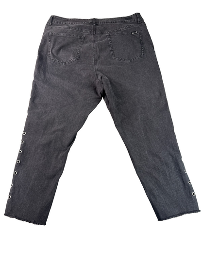 Seven7 Ankle Skinny Jeans Womens 22W Gray Grommet Frayed Hem Stretch Denim