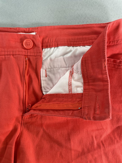 St Johns Bay Pants Womens 10 Red Cropped Capri Flat Front Casual Summer Chinos