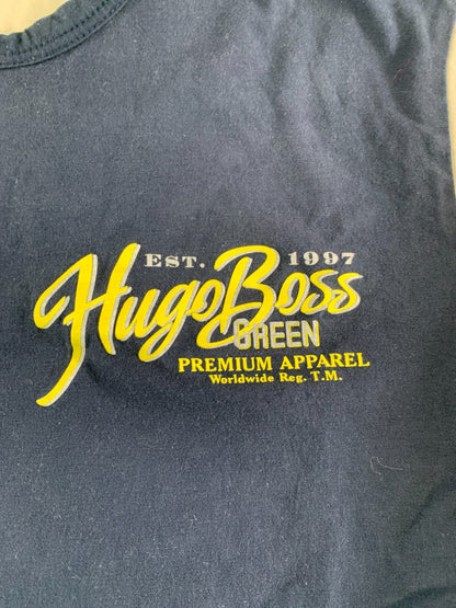 Hugo Boss Green Men's Small Long Sleeve Tee Navy Colorblock Yellow Est 1997