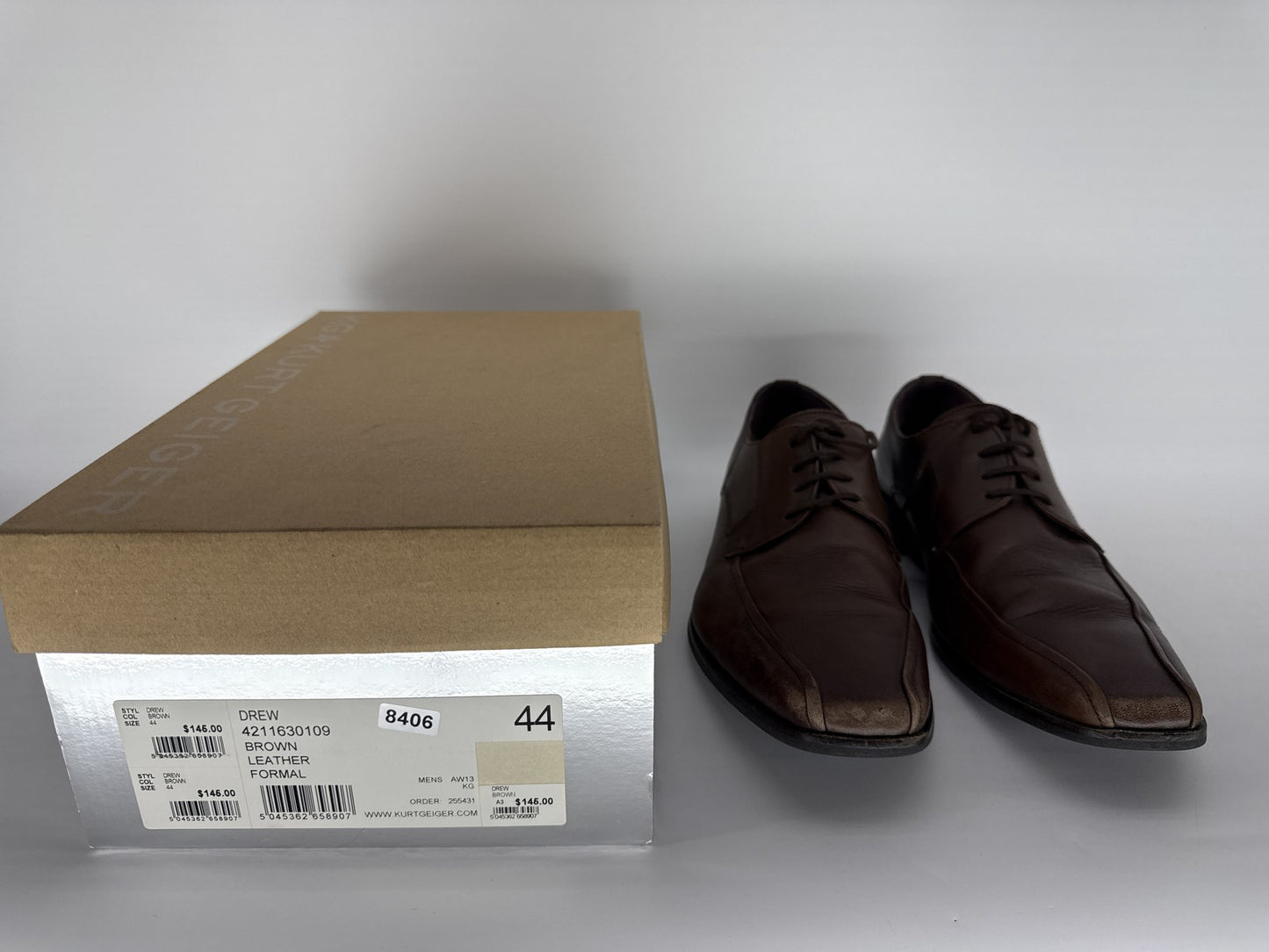Kurt Geiger Drew Formal Shoes Mens 44 Brown Leather Square Toe Portugal Loafers