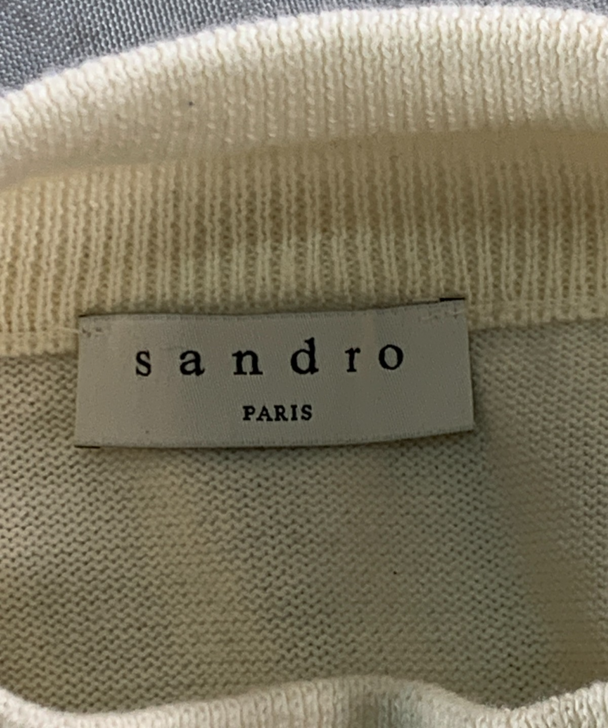 Sandro Paris Women XS Ivory Mock Neck Fine Knit Pullover Sweater Minimalist