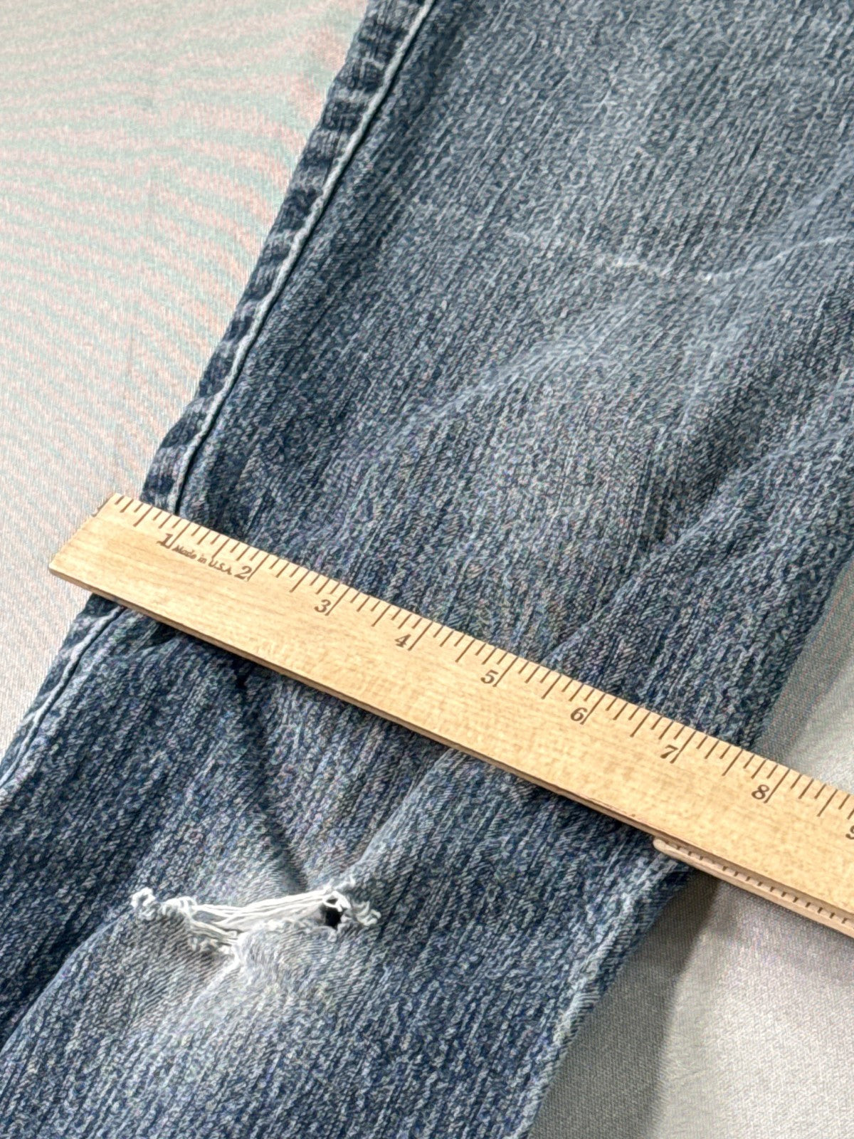 Style&Co Straight Leg Jeans Womens 10P Blue Stretch Denim Distressed Mid Rise