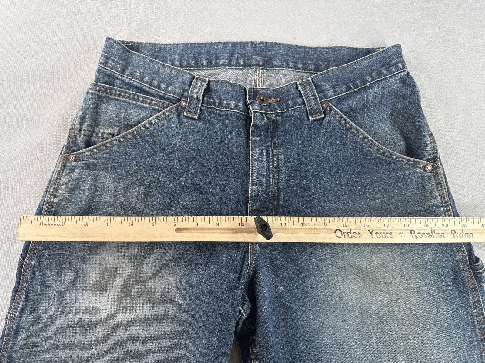 Lee 291 265 Jeans 32x32 Blue Straight Leg Distressed Cotton Vintage Denim