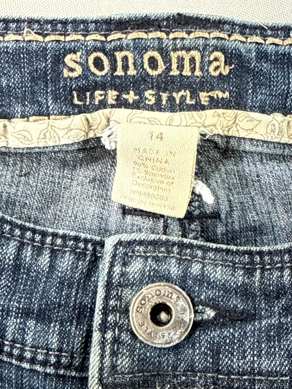 Sonoma Life + Style Womens Jeans 14 Bootcut Mid Rise Medium Wash Blue Denim Flap
