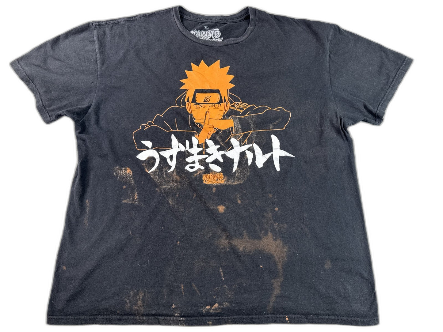 Naruto Shippuden Graphic Tee Mens XL Black Cotton Distressed Short Sleeve