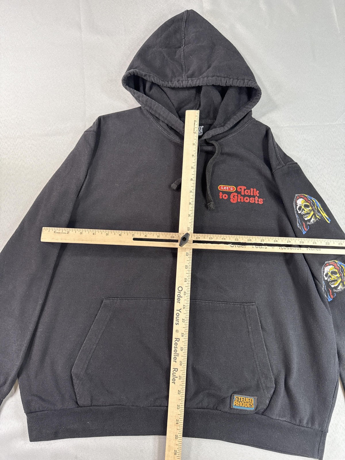 Steven Rhodes Let's Talk Skull Horror Hoodie XL Black Pullover Graphic Long