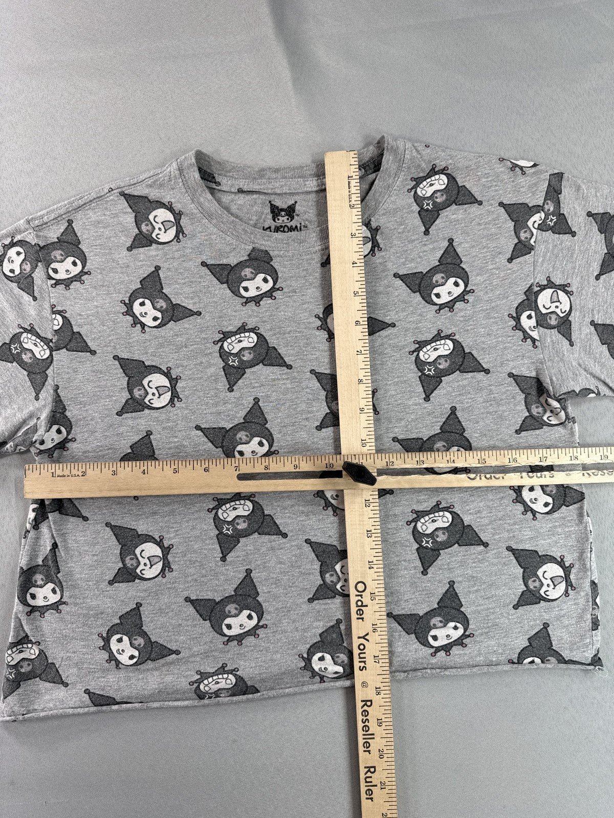 Hybrid Apparel Kuromi Anime Graphic Tee S Gray Cotton Blend Short Sleeve Mens