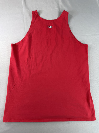 Champion T2238 Tank Top XL Red 100% Cotton Scoop Neck Sleeveless Athletic Logo