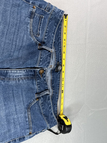 Jones New York Womens 18W High Rise Wide Leg Raw Hem Stretch Jeans Medium Wash