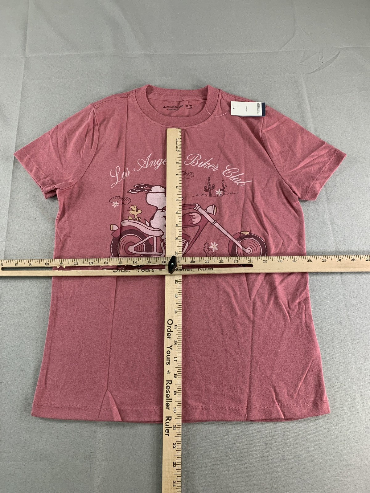 Snoopy Peanuts Shirt Youth 11/12 Pink Abercrombie Kids Biker Graphic Tee code on