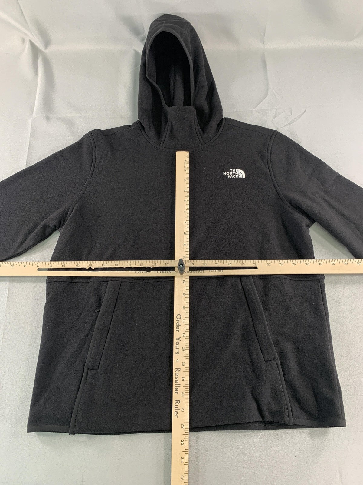 The North Face Hoodie Womens Large Black Fleece Pullover Circular Design Logo