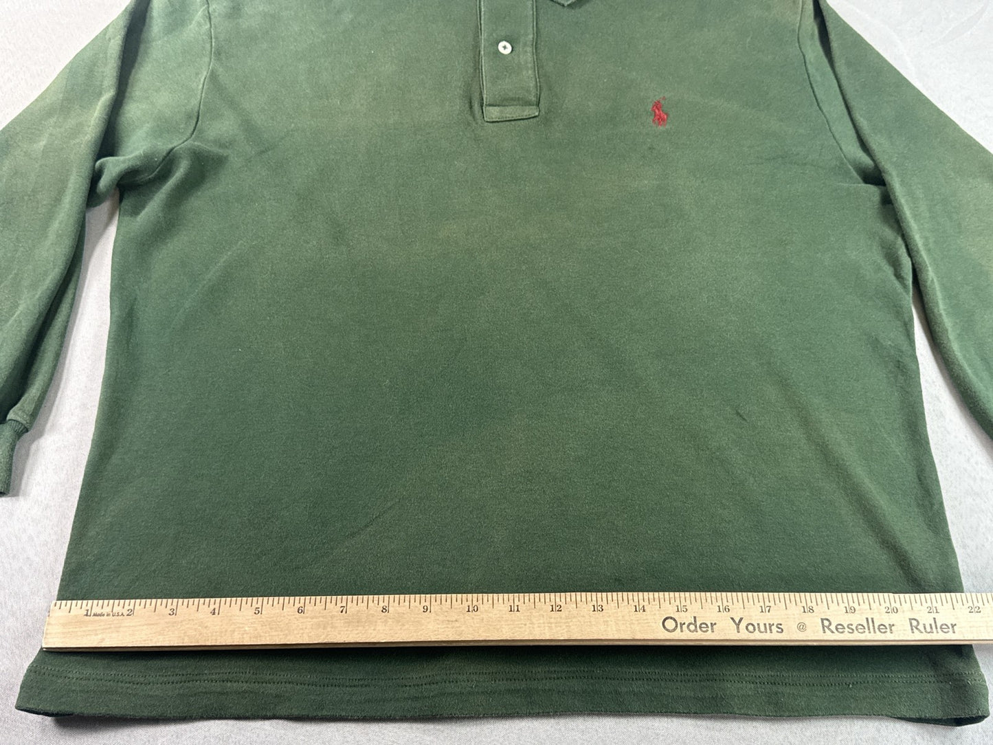 Polo M Ralph Lauren Shirt Mens Green Long Sleeve Cotton Collared Embroidered
