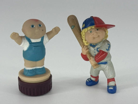 1984 Cabbage Patch Kids PVC Figurine Baseball Boy w/ Bat &amp; Baby Lot Apparel