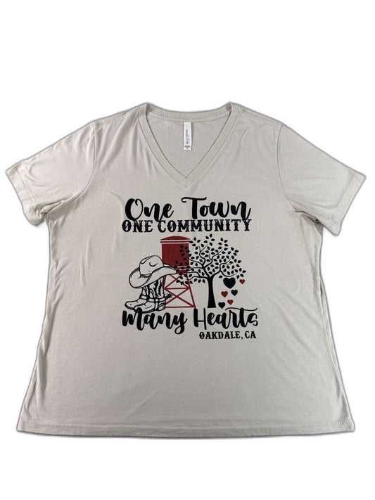 BELLA+CANVAS Oakdale CA Community Graphic Neck Tee XL Beige Cotton Regular Fit