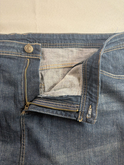 Evolution JMS Plus 3X Denim Mini Skirt Studded Side Raw Hem Distressed 22W 24W
