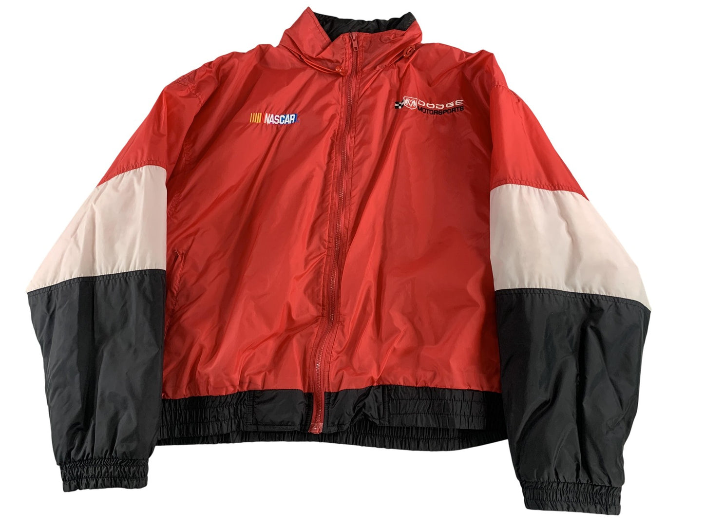 Dodge Motorsports Jacket Mens Large Red Black NASCAR Racing Embroidered Nylon