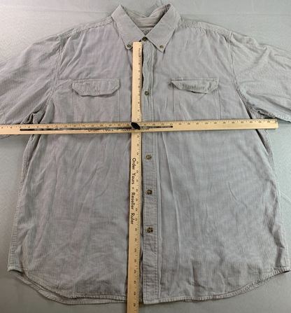 Carhartt Mens 2XL Blue Hickory Stripe Short Sleeve Button Up Work Shirt S280