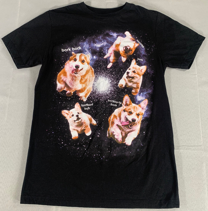 Hot Topic Black Matter Space Corgi Shirt Small Doge Meme Vaporwave Aesthetic Tee