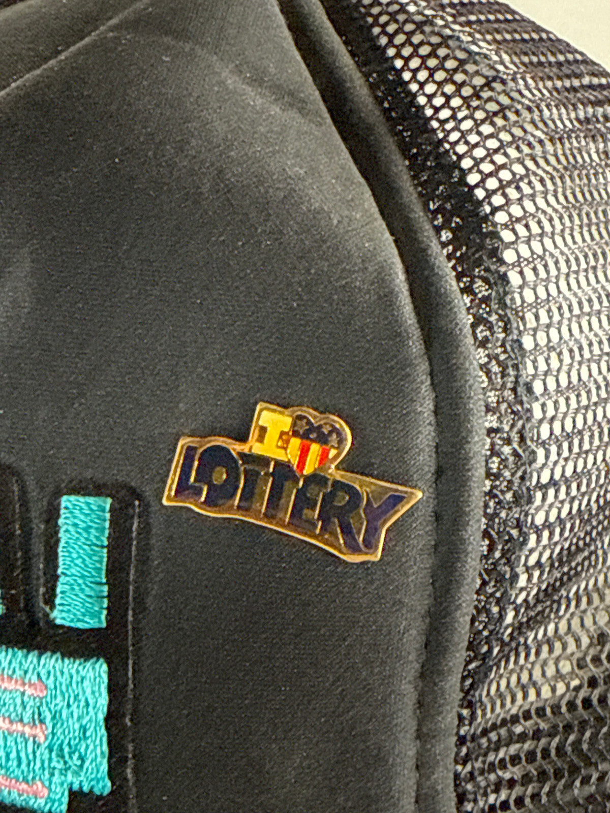 Vintage AHS Miami Vice Lottery Trucker Hat Black Mesh Cap Taiwan 80s M-L Snapbac