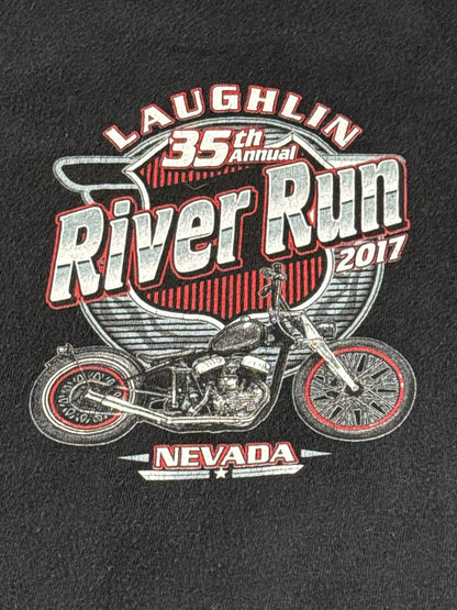 Keya Laughlin River Run Motorcycle Tee XL Black Cotton Graphic Crewneck Men