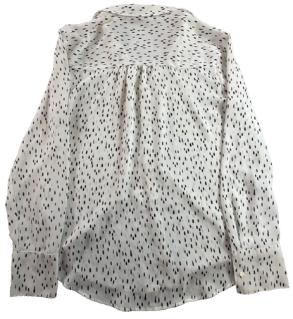 Worthington Black White Dot Print Button Down Blouse Women Small Long Sleeve Top
