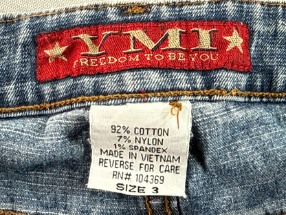 YMI Flare Jeans Womens Size 3 Blue Low Rise Stretch Denim Bell Bottom Pants