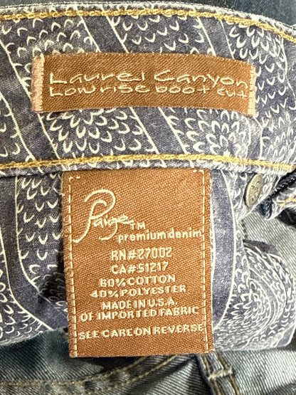 Paige Bootcut Jeans Womens 25 Blue Cotton Polyester Regular Fit Dark Wash Mid