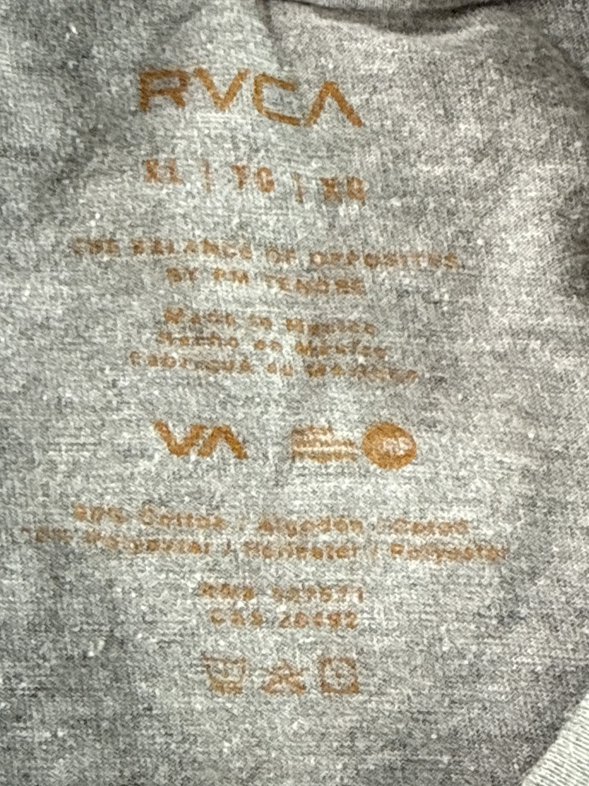 RVCA Graphic Tee XL Gray Cotton Crewneck Short Sleeve Streetwear Skate Surf VA