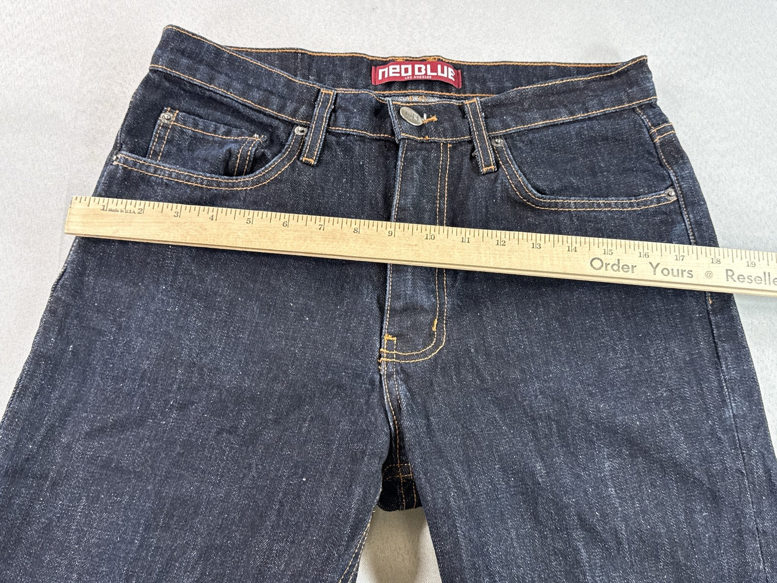 NEO BLUE Dark Wash Jeans Mens 32 Straight Leg Cotton Denim Classic Fit Mid Rise