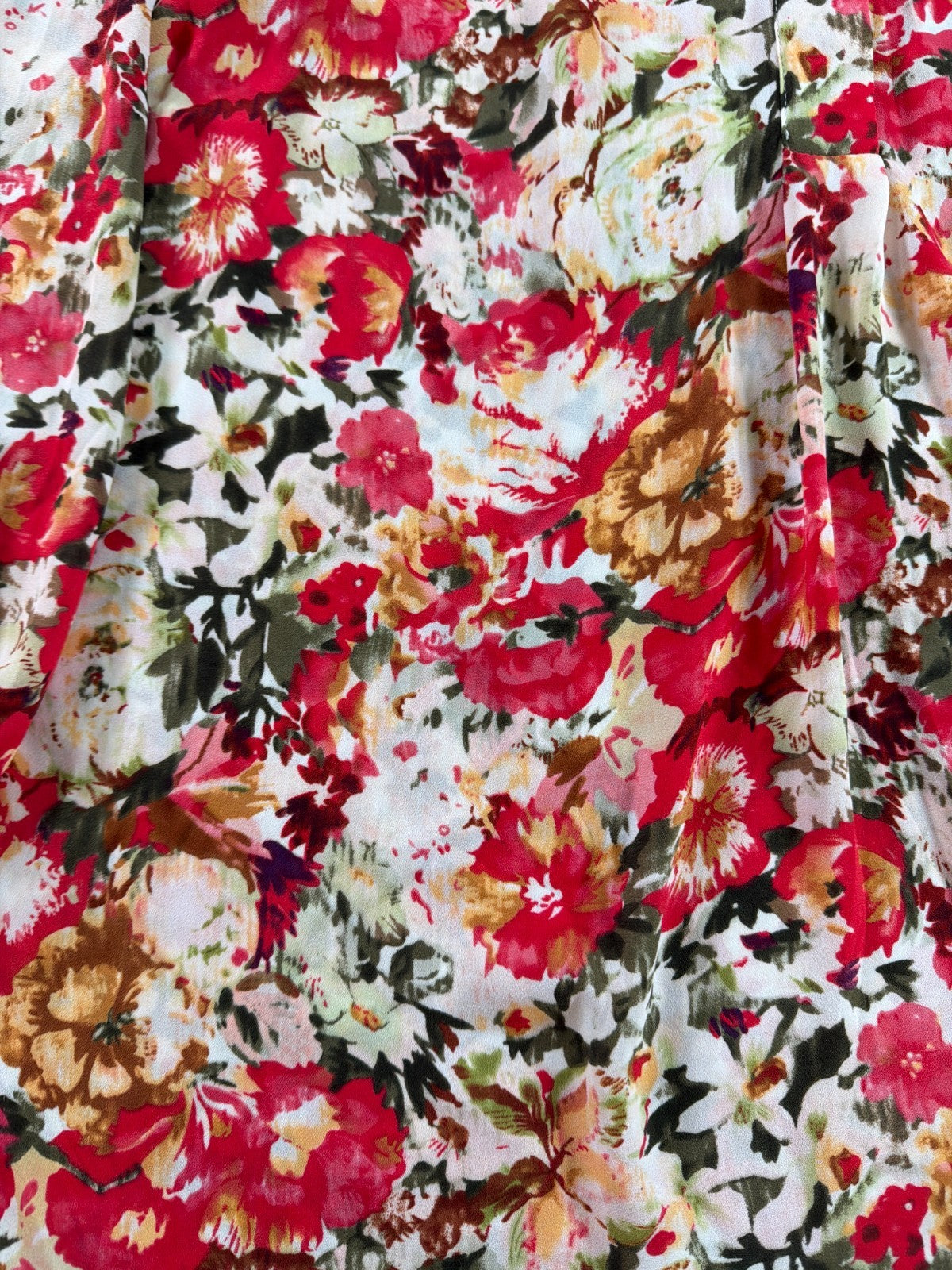 Tahari Woman 3X Red Floral Watercolor Print Blouse Long Sleeve V Neck Pullover