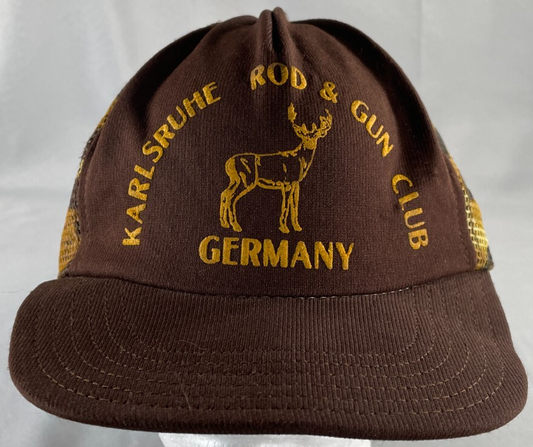 Karlsruhe Rod & Gun Club Germany Camo Mesh Trucker Hat Snapback USA Deer Logo