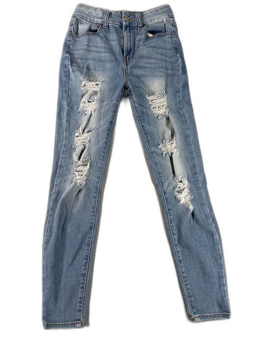 Wax Jean 3 Skinny Slim Fit Denim Womens 3/26 Blue Vietnam Y2K Distressed