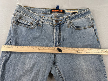 Dollhouse Flare Jeans 11 11/12 Blue Distressed Denim Low Rise Y2K Boho Indie