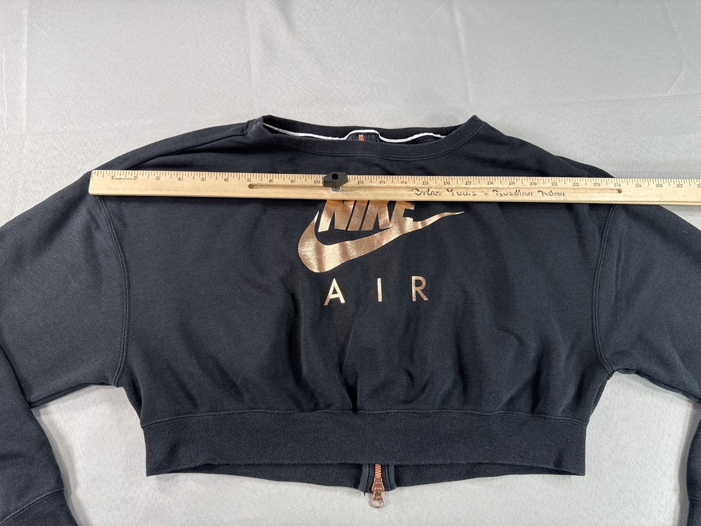 Nike Air Cropped Sweatshirt Womens S Black Cotton Blend Regular Fit Long Sleeve