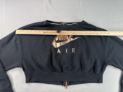 Nike Air Cropped Sweatshirt Womens S Black Cotton Blend Regular Fit Long Sleeve